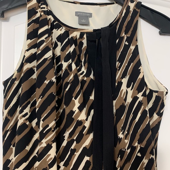 Size 2 black, white and brown Ann Taylor midi dress - Picture 2 of 6